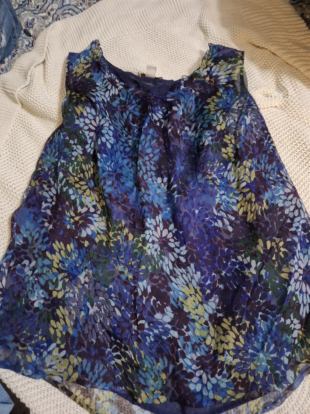 Coldwater Creek Blue and Green Floral Sleeveless Chiffon Camisole